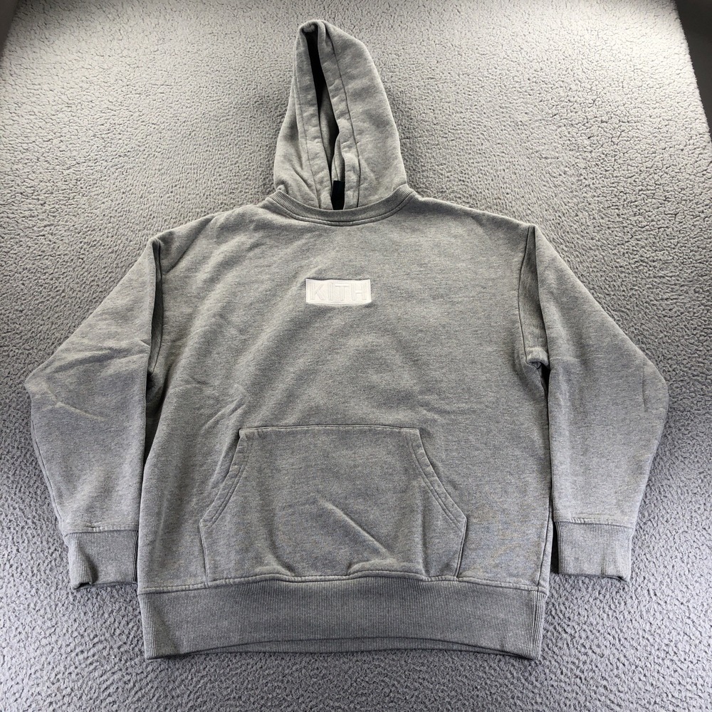 Kith Hoodie Mens Small Heather Gray Williams II Classic Embroidered Box Logo